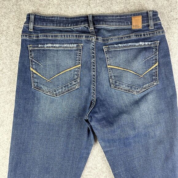 BKE Denim Jeans Women 32L Dark Wash Payton Bootcut Western Boho Mid Rise Stretch - Picture 6 of 15